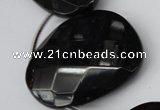 CAG4048 Top-drilled 30*40mm – 35*45mm faceted freeform black agate beads