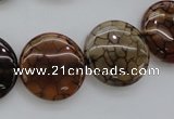 CAG4065 15.5 inches 20mm flat round dragon veins agate beads