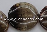 CAG4069 15.5 inches 40mm flat round dragon veins agate beads