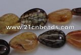 CAG4079 15.5 inches 10*14mm flat teardrop dragon veins agate beads