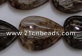 CAG4084 15.5 inches 22*30mm flat teardrop dragon veins agate beads