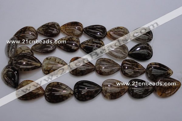 CAG4084 15.5 inches 22*30mm flat teardrop dragon veins agate beads