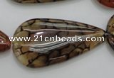 CAG4085 15.5 inches 20*40mm flat teardrop dragon veins agate beads