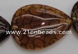 CAG4086 15.5 inches 30*40mm flat teardrop dragon veins agate beads