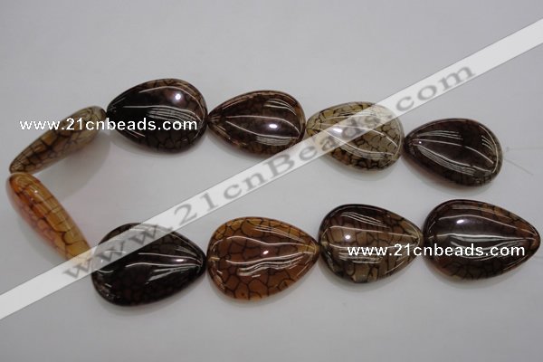 CAG4086 15.5 inches 30*40mm flat teardrop dragon veins agate beads