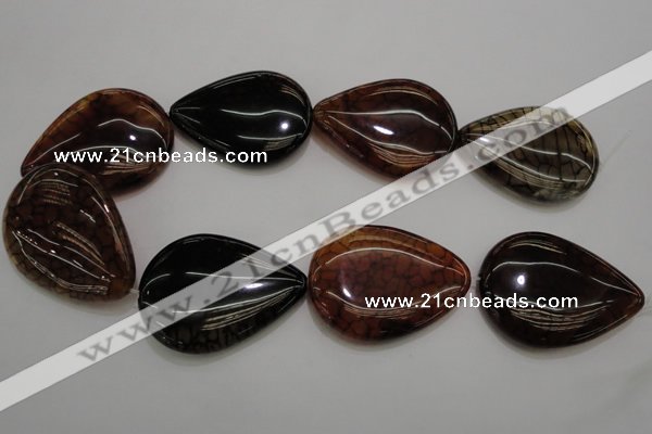 CAG4088 15.5 inches 38*50mm flat teardrop dragon veins agate beads