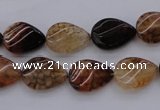 CAG4095 15.5 inches 10*14mm twisted flat teardrop dragon veins agate beads