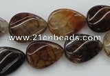 CAG4096 15.5 inches 13*18mm twisted flat teardrop dragon veins agate beads