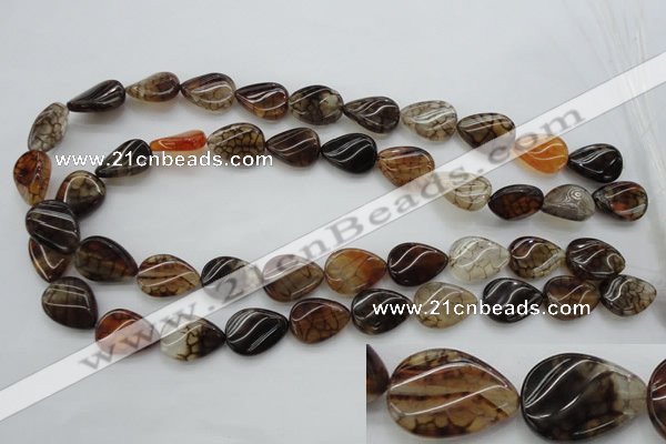 CAG4096 15.5 inches 13*18mm twisted flat teardrop dragon veins agate beads