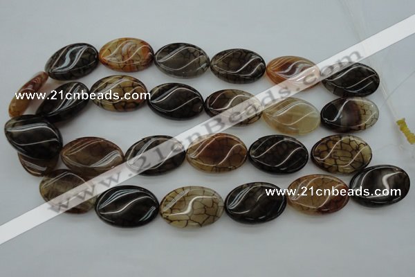 CAG4109 15.5 inches 20*30mm twisted oval dragon veins agate beads