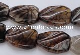 CAG4111 15.5 inches 18*25mm twisted rectangle dragon veins agate beads