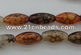 CAG4125 15.5 inches 8*16mm rice dragon veins agate beads