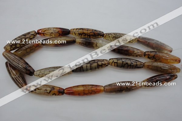 CAG4129 15.5 inches 12*40mm rice dragon veins agate beads