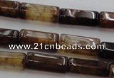 CAG4136 15.5 inches 7*14mm faceted tube dragon veins agate beads