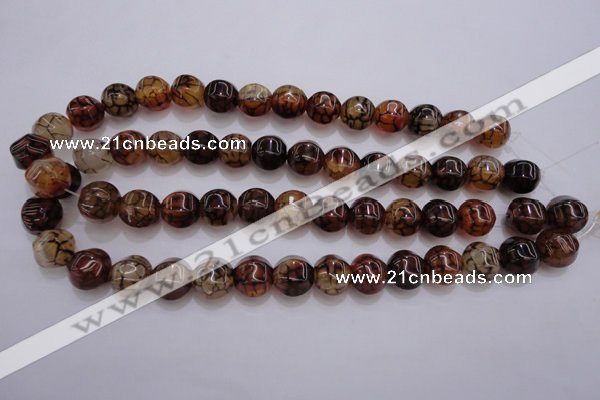 CAG4144 15.5 inches 14*14mm pumpkin dragon veins agate beads