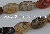 CAG4149 15.5 inches 6*12mm twisted rice dragon veins agate beads