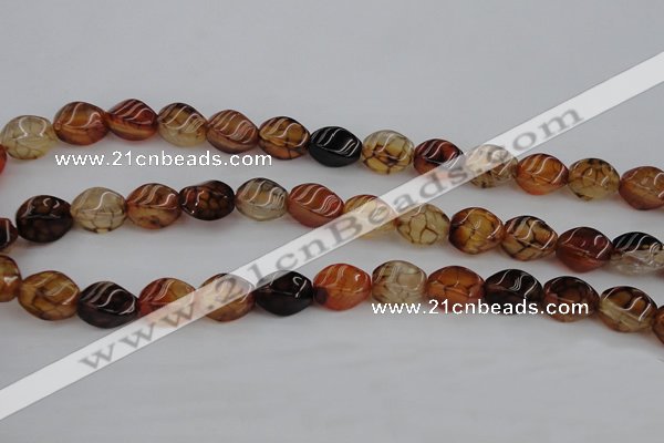 CAG4150 15.5 inches 8*12mm twisted rice dragon veins agate beads