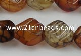 CAG4151 15.5 inches 10*14mm twisted rice dragon veins agate beads