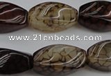 CAG4155 15.5 inches 13*25mm twisted rice dragon veins agate beads