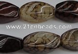 CAG4155 15.5 inches 13*25mm twisted rice dragon veins agate beads