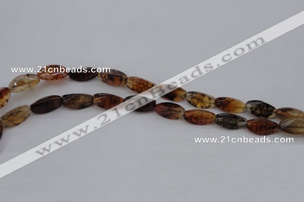 CAG4162 15.5 inches 8*16mm twisted trihedron dragon veins agate beads