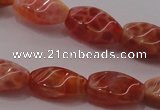 CAG4185 15.5 inches 6*12mm twisted rice natural fire agate beads