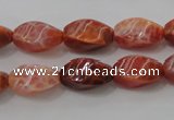 CAG4186 15.5 inches 8*16mm twisted rice natural fire agate beads