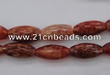 CAG4195 15.5 inches 8*16mm faceted rice natural fire agate beads