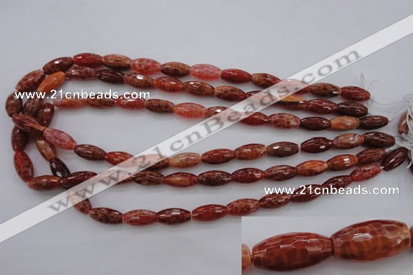 CAG4195 15.5 inches 8*16mm faceted rice natural fire agate beads