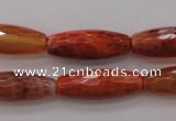 CAG4196 15.5 inches 9*25mm faceted rice natural fire agate beads