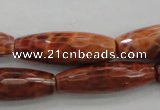 CAG4197 15.5 inches 10*30mm faceted rice natural fire agate beads