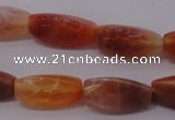 CAG4199 15.5 inches 7*14mm twisted trihedron natural fire agate beads