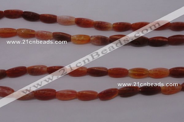 CAG4199 15.5 inches 7*14mm twisted trihedron natural fire agate beads