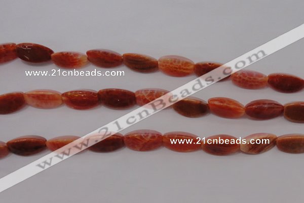 CAG4200 15.5 inches 8*16mm twisted trihedron natural fire agate beads