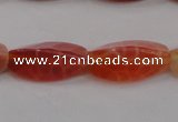 CAG4201 7*14mm faceted & twisted trihedron natural fire agate beads