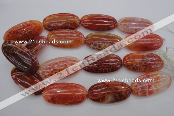 CAG4220 15.5 inches 25*50mm oval natural fire agate beads