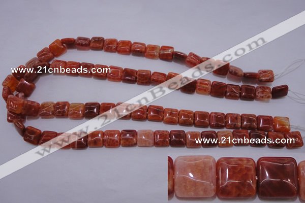 CAG4227 15.5 inches 10*10mm square natural fire agate beads