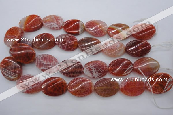 CAG4240 15.5 inches 22*30mm twisted oval natural fire agate beads