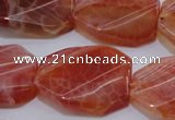 CAG4242 22*30mm faceted & twisted octagonal natural fire agate beads