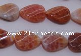 CAG4245 15.5 inches 13*18mm twisted flat teardrop natural fire agate beads