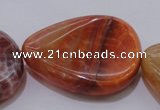 CAG4248 15.5 inches 30*40mm twisted flat teardrop natural fire agate beads