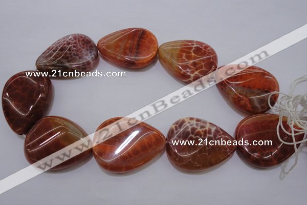CAG4248 15.5 inches 30*40mm twisted flat teardrop natural fire agate beads