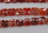 CAG4250 15.5 inches 8*8mm faceted square natural fire agate beads