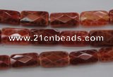 CAG4255 15.5 inches 7*14mm faceted square natural fire agate beads