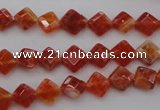 CAG4260 15.5 inches 6*6mm faceted diamond natural fire agate beads