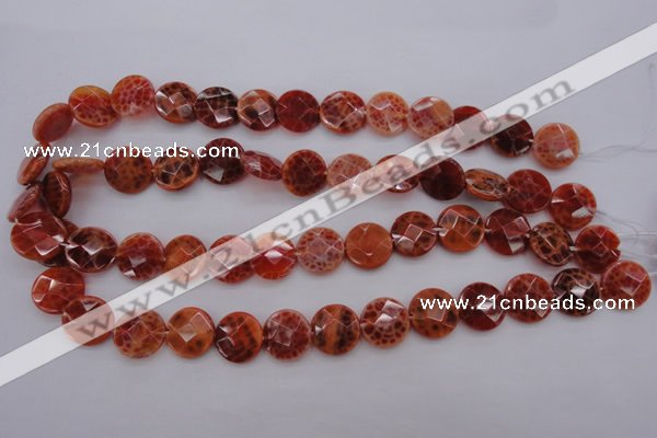 CAG4266 15.5 inches 15mm faceted coin natural fire agate beads