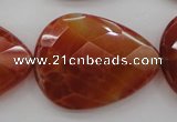 CAG4276 15.5 inches 25*35mm faceted flat teardrop natural fire agate beads