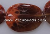 CAG4280 15.5 inches 28*39mm faceted freeform natural fire agate beads