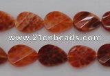 CAG4282 10*14mm faceted & twisted teardrop natural fire agate beads