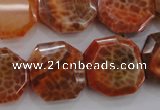 CAG4290 15.5 inches 20*20mm octagonal natural fire agate beads